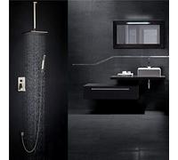 JZWCHQ Antique Sistema Doccia a soffitto a Cascata montata a Cascata Spazzolata Rubinetto Doccia Set da 10 Pollici Spray ceramico in Ceramica da Doccia da Doccia da Doccia,