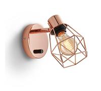 JZWCHQ Applique da Parete Regolabile Lampada da Parete retrò con Gabbia Metallica Lampada da Parete Industriale con dimmer Interruttore ON/off, Applique Vintage cablate per Soggiorno Cucina corridoio