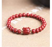 JZWCHQ Bracciale di cinnabar naturale Feng Shui Shui Bracciale Cinnabar Healing Crystal Amulet per l'anno di Ox 2021 Strong Energy Against the Evil Crystal Bracele per la prosperità Successo Moneta,