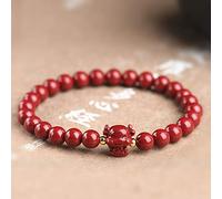 JZWCHQ Bracciale di cinnabar naturale Feng Shui Shui Bracciale Cinnabar Healing Crystal Amulet per l'anno di Ox 2021 Strong Energy Against the Evil Crystal Bracele per la prosperità Successo Moneta,