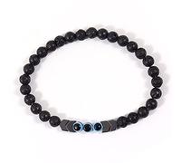 JZWCHQ Bracciale gembo gioiello fascino, perle di pietra di lava di lava nera naturale Bracciale in rilievo, braccialetti a sospensione blu e malvagia