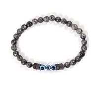 JZWCHQ Bracciale gembo gioiello fascino, perle di pietra maculata grigio naturale Bracciale in rilievo, braccialetti a sospensione Blu Evil Evil