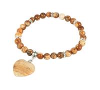 JZWCHQ Bracciale gembo gioiello fascino, perle di pietra maculata nera marrone naturale, bracciale a sospensione a cuore, bracciale elastico Bracciale di cristallo Crystal Gioielli per uomini Donne