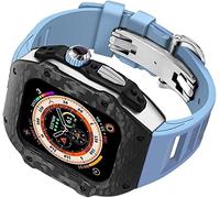 JZWCHQ Cancca in gomma in lega in lega di titanio in fibra di carbonio e chiusura , per ultra 49 mm 45 mm 44 mm , kit mod a fascia d'oro
