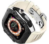 JZWCHQ Cancca in gomma in lega in lega di titanio in fibra di carbonio e chiusura , per ultra 49 mm 45 mm 44 mm , kit mod a fascia d'oro
