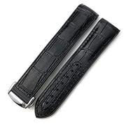 JZWCHQ Canda di Guardia in Pelle in Nylon in Gomma 20mm 22mm 19mm 21mm Fit per Seamaster Planet Ocean Diver 300 Orologio in Silicone Arancione cinturino/nero/20mm