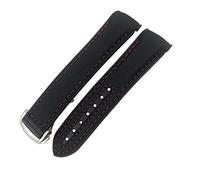 JZWCHQ Canda di Guardia in Pelle in Nylon in Gomma 20mm 22mm 19mm 21mm Fit per Seamaster Planet Ocean Diver 300 Orologio in Silicone Arancione cinturino/nero/20mm