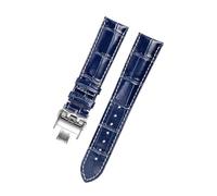 JZWCHQ Canna di orologi a vitello compatibile con la collezione di orologi L3 Masters Collezione Bracciale in pelle in pelle di mucca 19 20 mm (fibbia in argento blu, 21 mm)