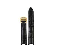 JZWCHQ Cinghia di cuoio in pelle di vacca concava 18 * 10mm 20 * 12mm marrone nera di fibbia pieghevole bracciale in pelle di filo compatibile con Pasha W3108 Watchband (marrone-o-oro, 21mm-15mm)