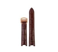 JZWCHQ Cinghia di cuoio in pelle di vacca concava 18 * 10mm 20 * 12mm marrone nera di fibbia pieghevole bracciale in pelle di filo compatibile con Pasha W3108 Watchband (marrone-o-oro, 21mm-15mm)