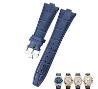 JZWCHQ Cinghia di Orologio da 25-9 mm in Pelle Genuina Convessa per Orologio per Cere d'oro di Velo Blu Nero all'estero