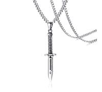 JZWCHQ Ciondolo per Collana con Coltello pugnale Spada soprannaturale per Uomo Gioielli da Bici Maschile in Acciaio Inossidabile