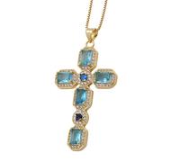 JZWCHQ Collana a Croce Occidentale di zircone Lucido per Donne, Delicata Collana a Croce Occidentale - Collana Croce della Virgin Mary, Collana Occidentale Maschile per Il Compleanno, Halloween, San