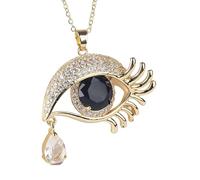 JZWCHQ Collana a occhiale malvagia Piena d'oro 14k per Uomini e Donne, 8 Colori Grandi Cristalli malvagie, Collana a Catena, fortunata Collana Turca, bulbo oculare, Occhio di Collana a Strati