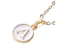 JZWCHQ Collana alfabetica Piena di Oro 14K per Donne e Uomini, 26 Collana di Fascino Iniziale, Alfabeto abcdefghij, collane a Pendente Lettera, Gioielli alfabeti, Collana a Bolle,