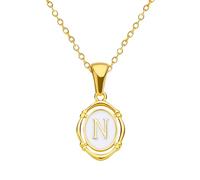 JZWCHQ Collana alfabetica riempita in Oro 14K per Donne e Uomini, Lettera Olio di gocciola