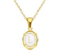 JZWCHQ Collana alfabetica riempita in Oro 14K per Donne e Uomini, Lettera Olio di gocciola