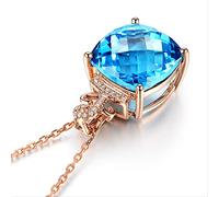 JZWCHQ Collana con Acquamarina con Geometria di Gioielli in Argento 925 per Donna, Accessori di Fidanzamento Femminile Color Oro Rosa