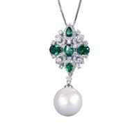 JZWCHQ Collana con Pendente di Perle Grandi Bianche da 16 mm per Gioielli da Donna con Pietre preziose di Rubino