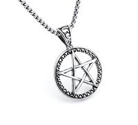 JZWCHQ Collana con Pendente Pentagramma Semplice Vintage, Bibbia retrò, Diavolo, Satana, Punk, Hip Hop, Cavaliere, Pentagramma, Collana, Gioielli con amuleto