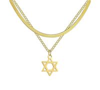 JZWCHQ Collana con Stella di David per Donna Uomo, Collana con Stella di David in Argento Sterling 925 con Catena a Doppio Strato Esagramma Collana con Stella Ebraica per Donna Collana con Stella di