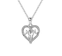 JZWCHQ Collana da donna, con ciondolo a forma di cuore, con doppio zircone cubico e ciondolo semplice