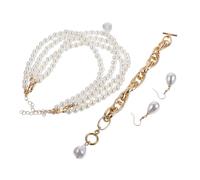 JZWCHQ Collana del set di gioielli perle da sposa e orecchini Bracciale per ragazze Wedding