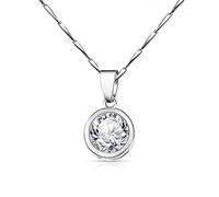 JZWCHQ Collana Delicata 925 Figura in Argento Figura Doppia Cerchio zircone Regalo di Amicizia