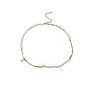 JZWCHQ Collana di Perle a metà Catena Collana di Perle in Acqua Dolce Naturale in Collana di nicchia Catena di clavicola collane Versatili per Donne per Donne