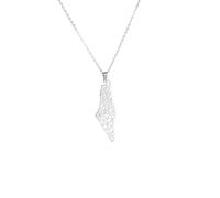 JZWCHQ Collana israeliana 925 Argento Sterling israelico Mappa Palestina Collana a Ciondolo Collana Geografia terrestre collane per Donne Gioielli Regalo all'Ingrosso - Collana israeliana,