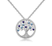 JZWCHQ Collane albero della vita Platino Pendenti con Spinel Stones Collana di gioielli per le donne Regalo di nozze fatto in Cina, Blue