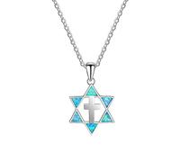 JZWCHQ Collane Blu del Fuoco Opal Collane Croce Pendants Accessori per Gioielli esagramici Realizzati in Cina