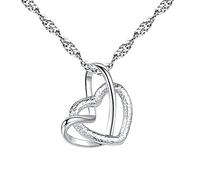 JZWCHQ Collane e Pendenti a Forma di Cuore a Doppia Cuore Gioielli da Sposa per Le Donne