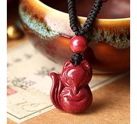 JZWCHQ Collane Feng Shui ricchezza Fascino Collana a Sospensione Naturale cinabar Cristallo foxo Dio Collana a Ciondolo con Il Cordino Intrecciato amuleto attirare la Fortuna con Spiriti malvagi,