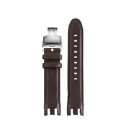 JZWCHQ Compatibile con Swatch YRS Series White Blue Brown in pelle marrone cinturino YRS403 412 412 402G Fine curve Catena di orologi da 21 mm Bracciale a banda da 21 mm (A01-Brown-B017)