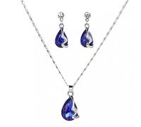 JZWCHQ Crystal di gioielli, pietra gemma blu scuro, set di gioielli da sposa femminile 925 Orecchini di collana set regalo