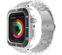 JZWCHQ Custodia di Orologio in Metallo Kit modificato con Banda , per Banda Serie 8 7 45mm , Coperchio in Acciaio Inossidabile+Accessori Set retrofit Cinturino , per Serie 6 5 4 SE