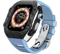 JZWCHQ Custodia in fibra di carbonio e cinturino in gomma , per elastico a fluoro ultra 49 mm , per IWatch Series 8 7 6 5 4 SE 45mm 44 mm Upgrade e modifica