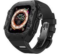 JZWCHQ Custodia in fibra di carbonio e cinturino in gomma , per elastico a fluoro ultra 49 mm , per IWatch Series 8 7 6 5 4 SE 45mm 44 mm Upgrade e modifica