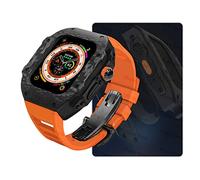 JZWCHQ Custodia in fibra di carbonio e kit di retrofit con cinturino fluorobber , per ultra 9 8 7 6 5 4 SE 44mm 45mm 49 mm Serie Watch Watch Band e custodia