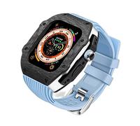 JZWCHQ Custodia in fibra di carbonio e kit di retrofit con cinturino fluorobber , per ultra 9 8 7 6 5 4 SE 44mm 45mm 49 mm Serie Watch Watch Band e custodia