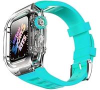 JZWCHQ Custodia per orologi Clear Ice con kit di modifica della cintura di fluorobber , per serie 8 7 45mm , banda di copertina di orologi trasparenti , per iwatch SE 6 5 4 44mm