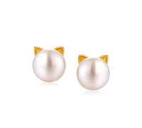 JZWCHQ Cute Kitty 925 Orecchini a Bobina in Argento Sterling Naturale Accessori per Orecchini da Donna in Oro Giallo Giallo 9k