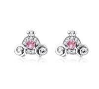 JZWCHQ Cute Orecchini per carrelli per Carrello di Zucca per Donne 925 Zirconia cubica in Argento Sterling Sterling Vintage Vintage Principessa minuscole Piccole stalloni cartilagine ipoallergenic