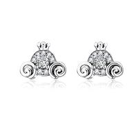JZWCHQ Cute Orecchini per carrelli per Carrello di Zucca per Donne 925 Zirconia cubica in Argento Sterling Sterling Vintage Vintage Principessa minuscole Piccole stalloni cartilagine ipoallergenic