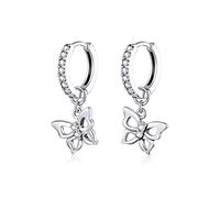 JZWCHQ Cutili Orecchini a Cerchio per crollo di Farfalla CZ CZ per Donna S925 Sterling Silver con Fascino Huggie Hoops Crystal Drop Cartilage Filigree Filigree Delicate Fashion Dainty per Dauther