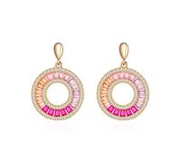 JZWCHQ Earring Ladies Gioielli Rotondi in Pietra intarsiata intarsiata Eleganti Orecchini Rosa lucenti Eleganti e squisiti Orecchini da Banchetto da Ballo da Donna Orecchini