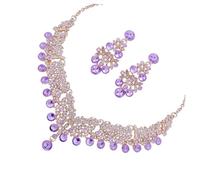 JZWCHQ Elegante set di gioielli da sposa con strass e collana per donne per feste e occasioni speciali, splendidi compleanni, matrimoni e vacanze