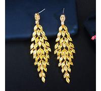 JZWCHQ Eleganti splendenti Orecchini a Foglia di Goccia cubi cubici Eleganti per la Goccia a Goccia per Le Donne Gioielli da Sposa all'impegno