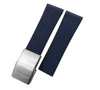 JZWCHQ Fascia d'oro di Gomma 22mm 24mm per superocean Heritage Avenger Challenger Intrecciato Intrecciato in Silicone Cinghia di Orologio Morbido/Lettere d'Argento rosso/24mm